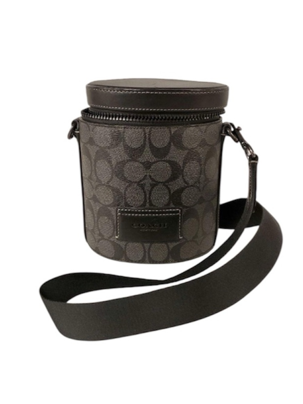 Coach Men’s Cylinder Crossbody Bag in Charcoal Signature Print